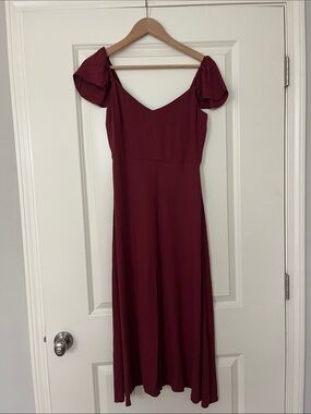 Quince Lightweight Crepe Flutter Sleeve Midi Dress